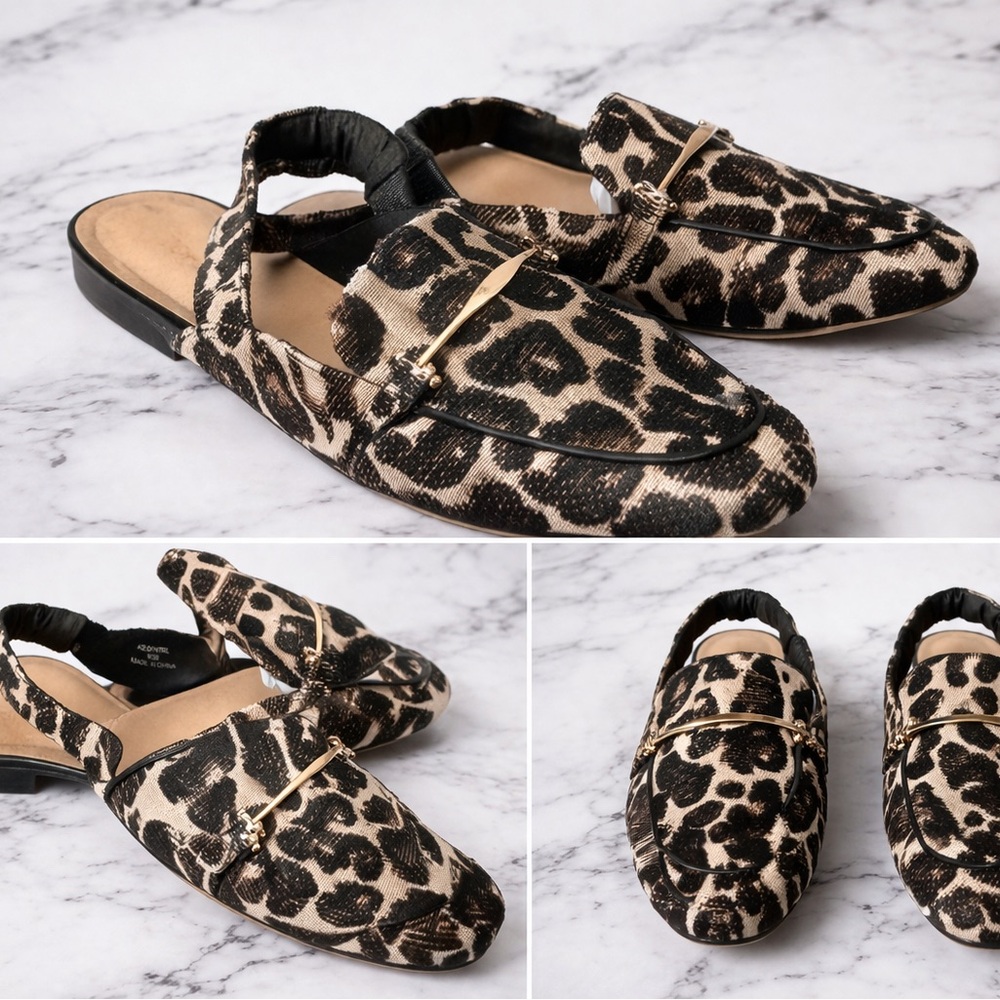 Leopard Print Slingback Loafers - Women size 6